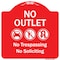 Signmission No Outlet No Trespassing Or Soliciting W/ No Car And No U-turn s Aluminum Sign, 18" H, RW-1818-9968 A-DES-RW-1818-9968 - alternate 1